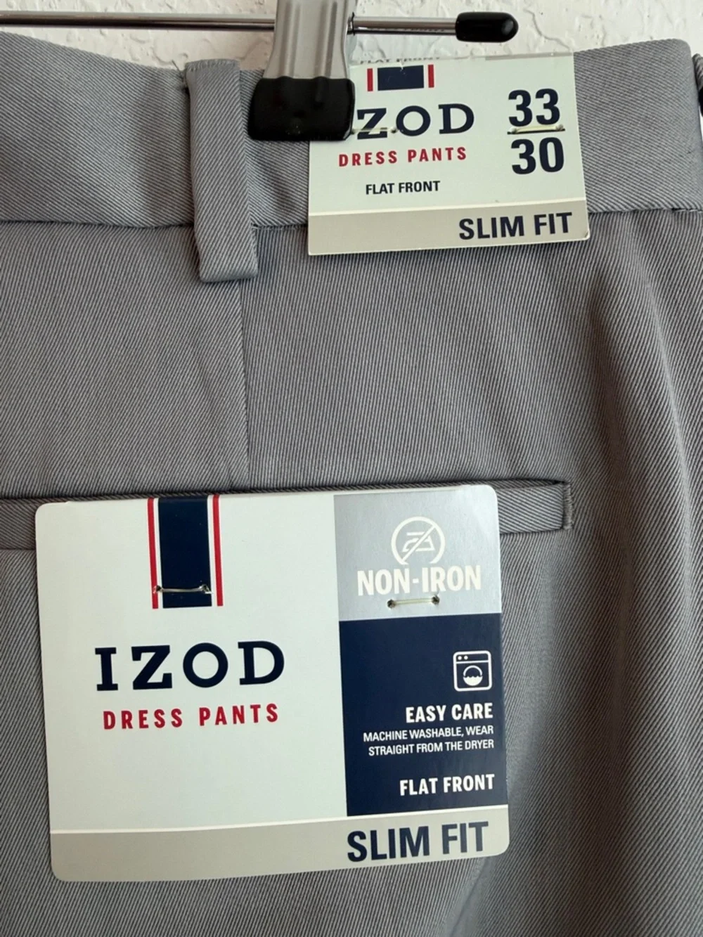 Izod Slim Fit Easy Care Dress Pants in Gray - Picture 3 of 7